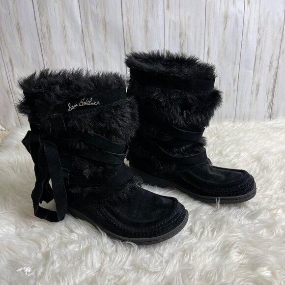 Sam Edelman Meiko Boots – Size 7 – Black Suede with Faux Fur - Picture 2 of 10